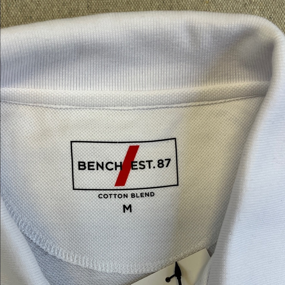 Bench White Men's Polo Shirt - Classic Short Sleeve - Picture 2 of 8